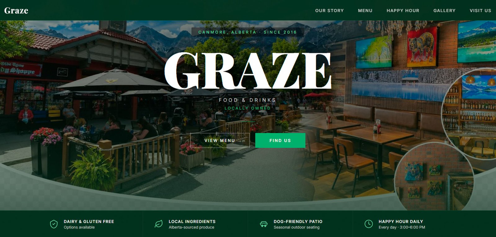 Graze Food & Drinks website and brand identity, designed by Keyra Labs