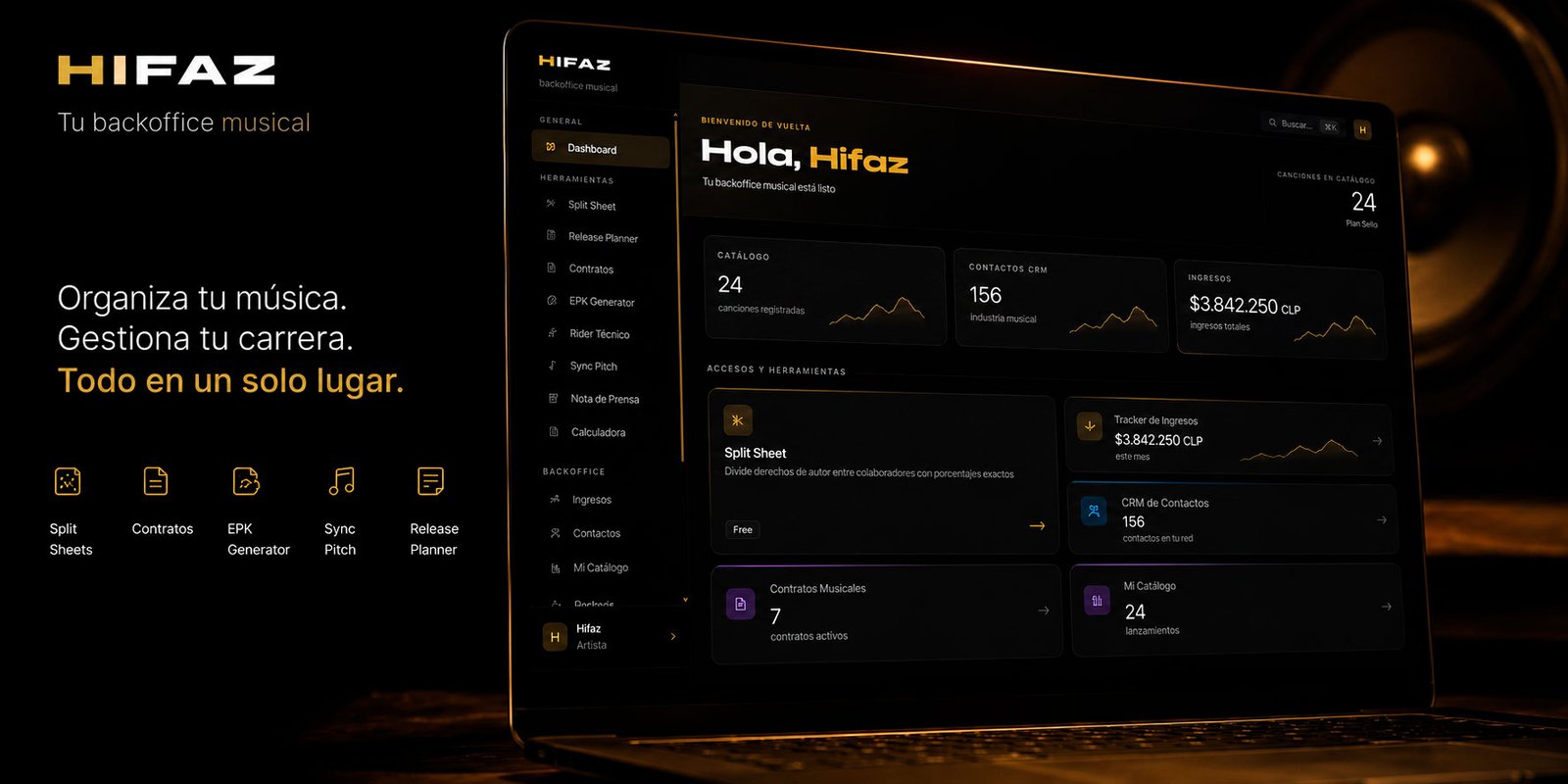 Hifaz App backoffice interface, developed by Keyra Labs for the music industry